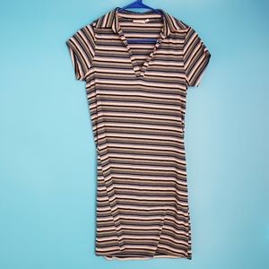 SO Mini Striped Size Medium Ribbed Short Sleeve Dress
